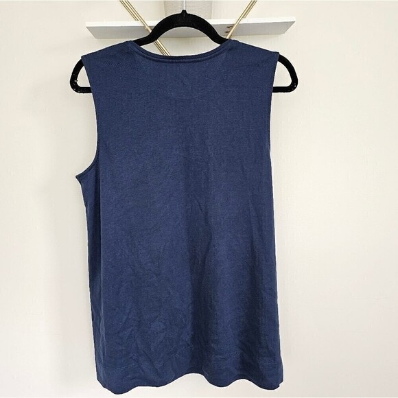 J. Jill Navy Blue Perfect Pima Forward Seam Sleeveless Tank Top Size Medium - Picture 4 of 7